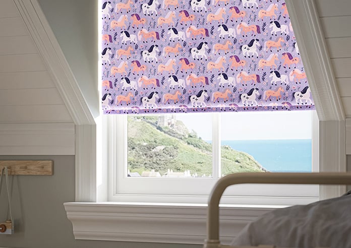 Pony Pals, Lilac - Motorised Roman Blind - Image 5